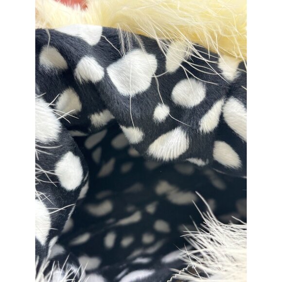 Cowbunnies Red Plush Bunny Handbag With Faux Fur Trim & Polka Dot Handle - Picture 4 of 10